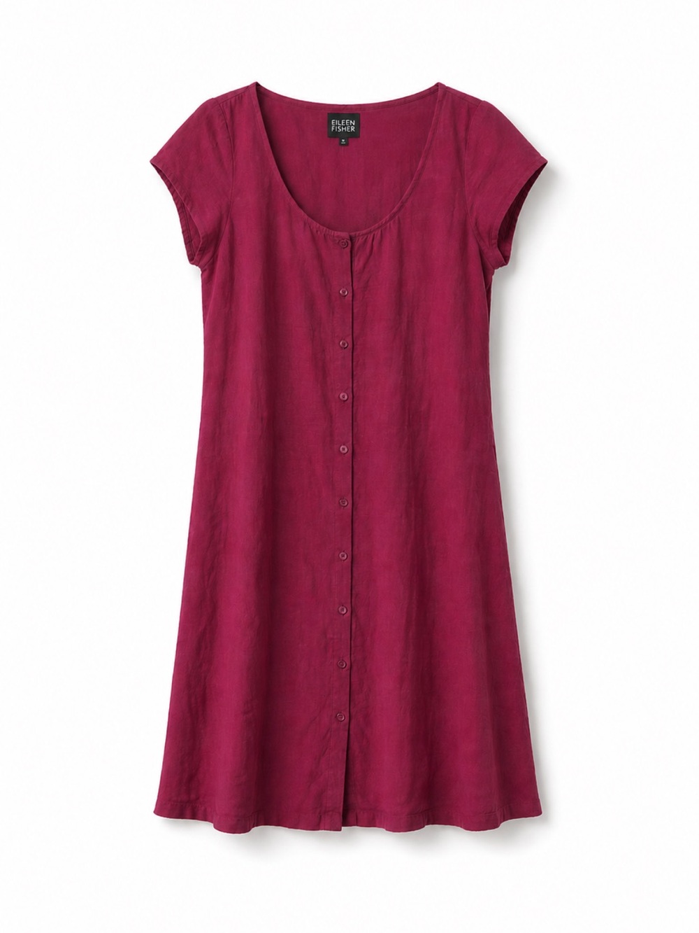 Eileen Fisher Linen Blend Short Sleeve Button Down Mini Dress